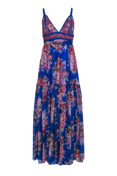 Current Boutique-Free People - Cobalt Blue Multi Color Floral Sleeveless Maxi Dress Sz XS