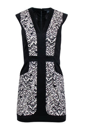 Current Boutique-French Connection - Black & White Print V-Neckline Dress Sz 4