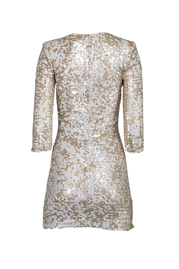 Current Boutique-French Connection - Cream & Champagne Iridescent Sequin Sheath Dress Sz 4