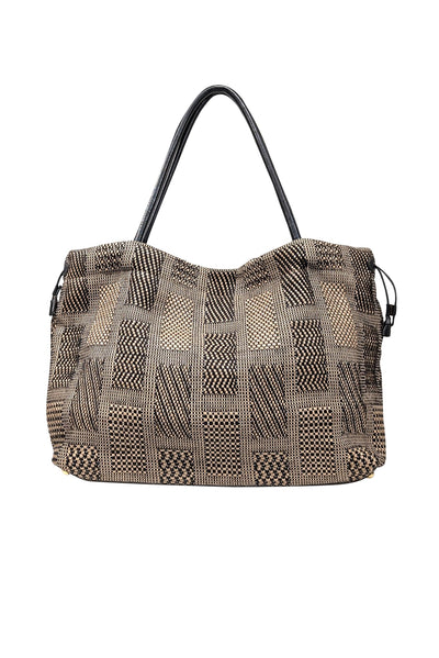 Current Boutique-Furla - Beige & Black Woven Print Tote Bag