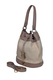 Current Boutique-Furla - Beige Raffia Bucket Bag w/ Genuine Leather Trims