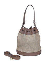 Current Boutique-Furla - Beige Raffia Bucket Bag w/ Genuine Leather Trims