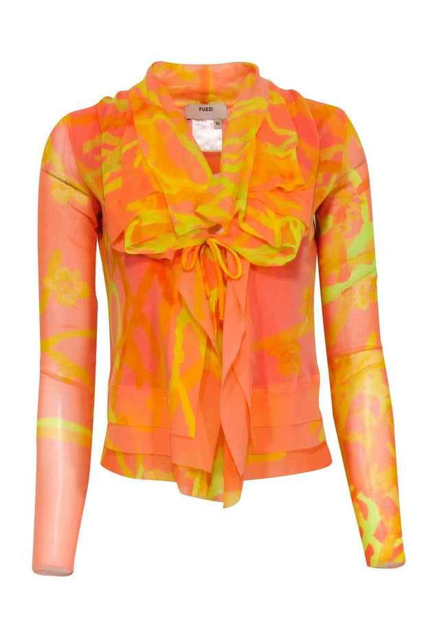 Current Boutique-Fuzzi - Yellow & Orange Mesh Cardigan Sz XS