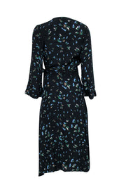 Current Boutique-Ganni - Black Floral Long Sleeve Maxi Wrap Dress Sz 6