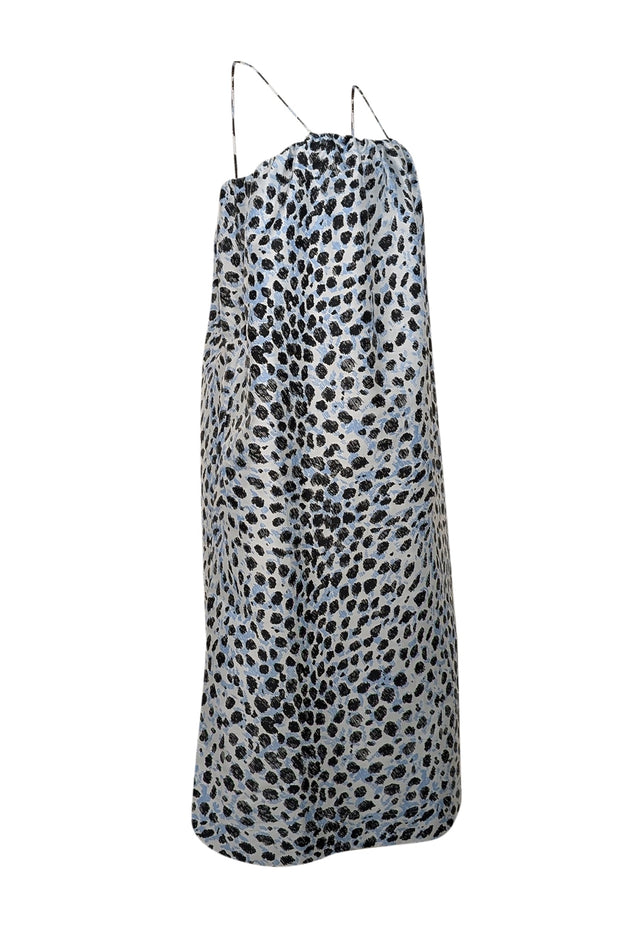 Current Boutique-Ganni - Blue & Black Leopard Jacquard Shift Dress Sz 6