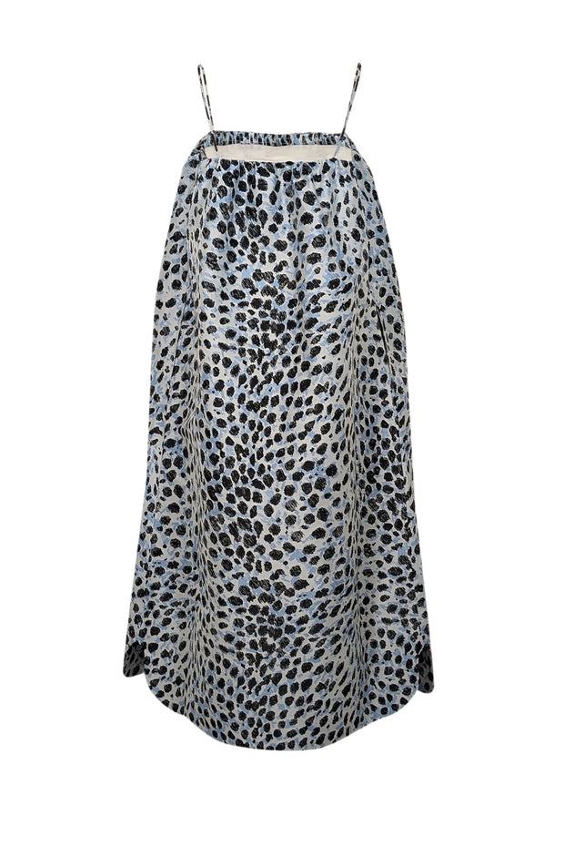 Current Boutique-Ganni - Blue & Black Leopard Jacquard Shift Dress Sz 6