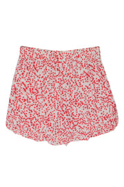 Current Boutique-Ganni - Cream w/ Red Floral Print Elastic Waist Shorts Sz 4