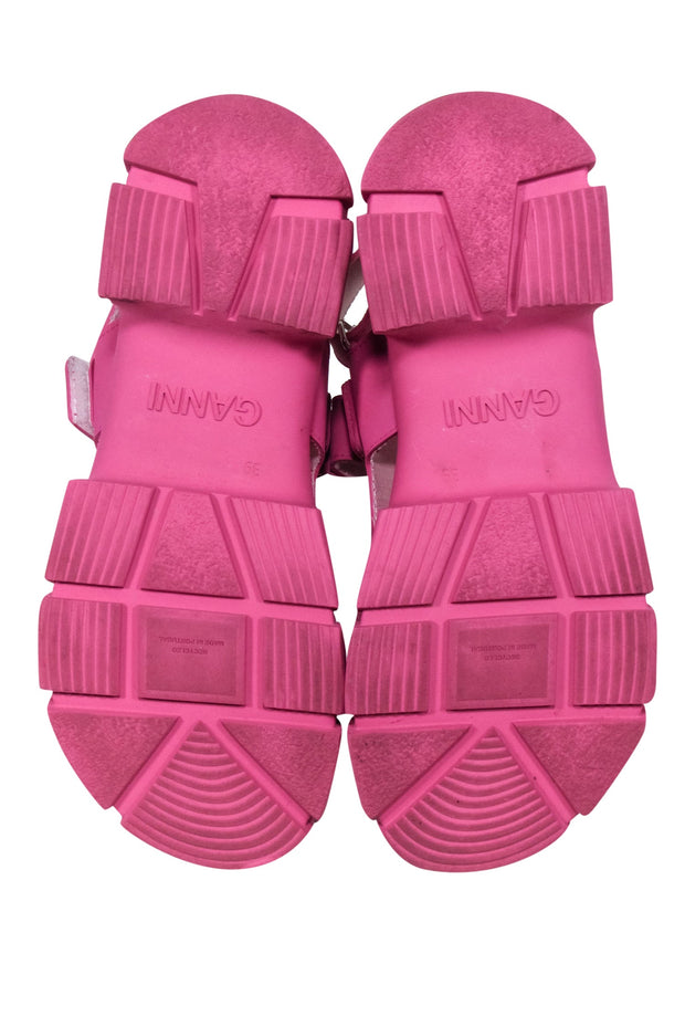 Current Boutique-Ganni - Pink Chunky Rubber Strappy Sandals Sz 9