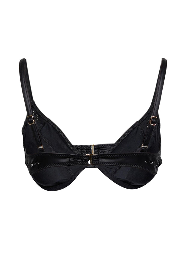 Current Boutique-GiGi C - Black Laser Cut Padded Bikini Top Sz L