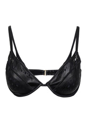 Current Boutique-GiGi C - Black Laser Cut Padded Bikini Top Sz L