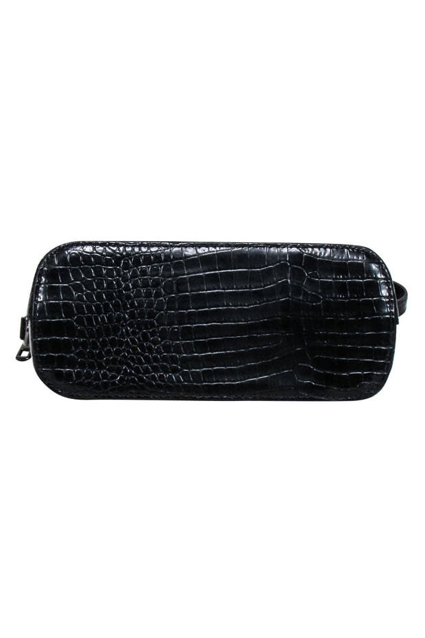 Current Boutique-Gianni Conti - Black Croc Embossed Leather Crossbody Bag