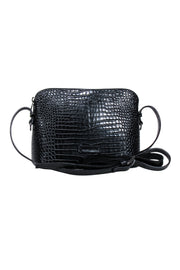 Current Boutique-Gianni Conti - Black Croc Embossed Leather Crossbody Bag