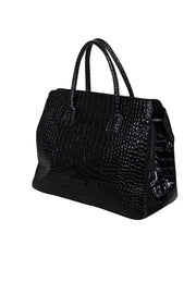 Current Boutique-Gianni Conti - Black Croc Embossed Leather Satchel Bag