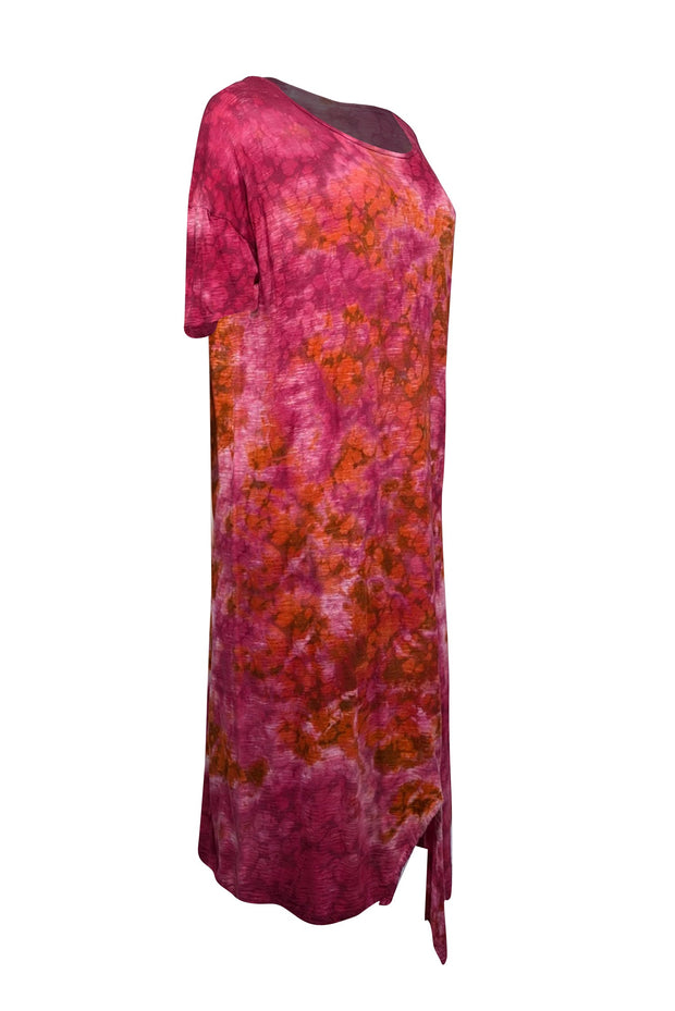 Current Boutique-Gilda Midani - Pink, Purple, & Orange Tie Dye Cotton T-Shirt Dress Sz M