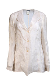 Current Boutique-Giorgio Armani - Champagne Beige Pinstripe Button Up Shirt Sz M