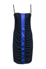 Current Boutique-Giorgio Armani - Navy Ruched Sleeveless Dress w/ Blue Center Stripe Sz 10