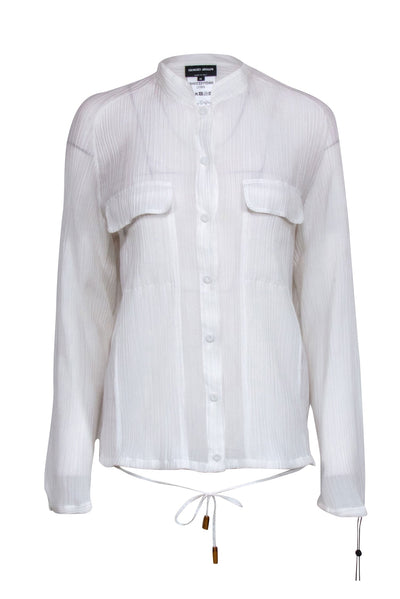 Current Boutique-Giorgio Armani - White Textured Long Sleeve Top Sz 12