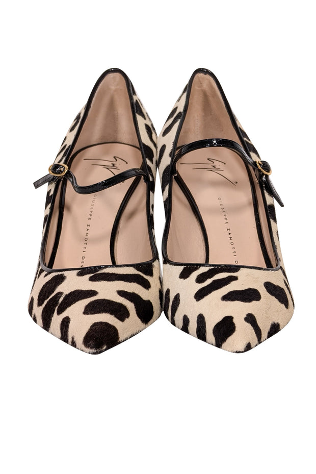 Current Boutique-Giuseppe Zanotti - Beige & Brown Print Calf Hair Heels Sz 9