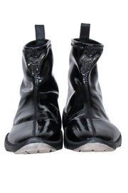 Current Boutique-Giuseppe Zanotti - Black Patent Leather Slop on Short Boots Sz 7