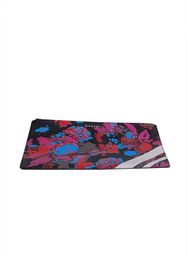 Current Boutique-Givenchy - Black & Multi-Color Floral Print Zipper Clutch