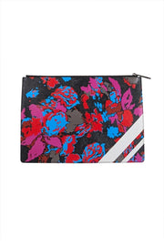 Current Boutique-Givenchy - Black & Multi-Color Floral Print Zipper Clutch