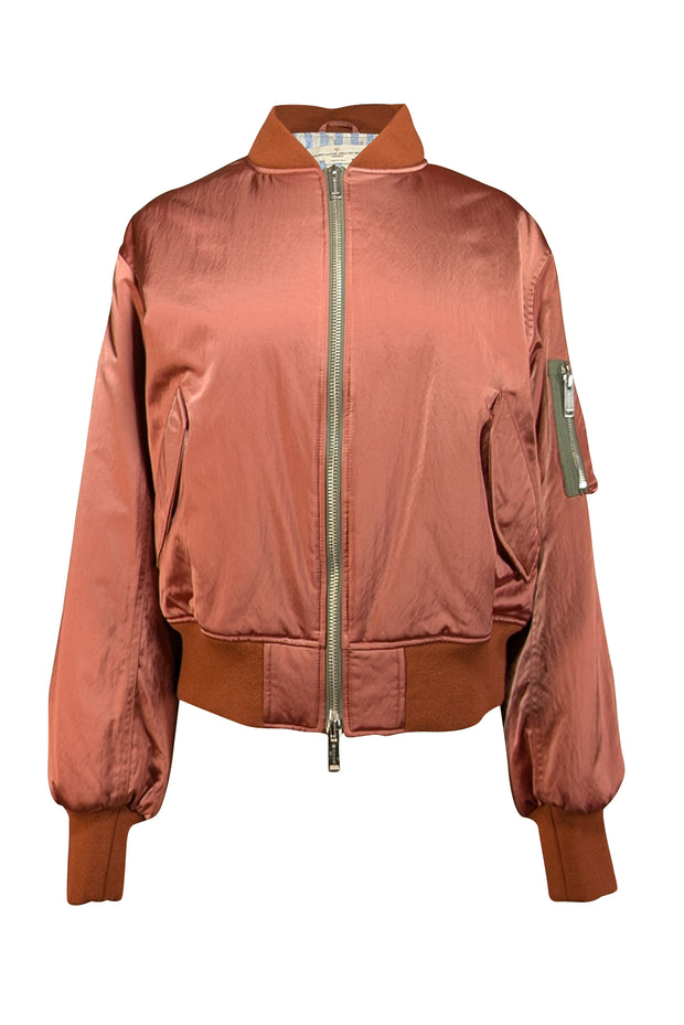 Current Boutique-Golden Goose - Antiqued Rose Satin Bomber Jacket Sz XS