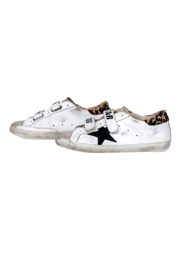 Current Boutique-Golden Goose - Ivory w/ Leopard Back "Old- School" Sneaker Sz 8