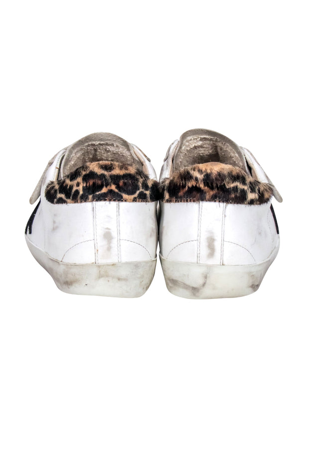 Current Boutique-Golden Goose - Ivory w/ Leopard Back "Old- School" Sneaker Sz 8