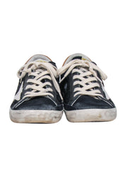 Current Boutique-Golden Goose - Navy Glitter & Suede Toe Sneakers w/ White Star Sz 9