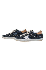 Current Boutique-Golden Goose - Navy Glitter & Suede Toe Sneakers w/ White Star Sz 9