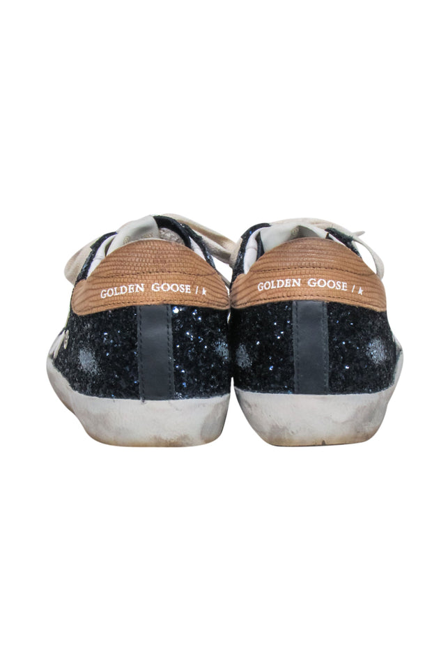 Current Boutique-Golden Goose - Navy Glitter & Suede Toe Sneakers w/ White Star Sz 9