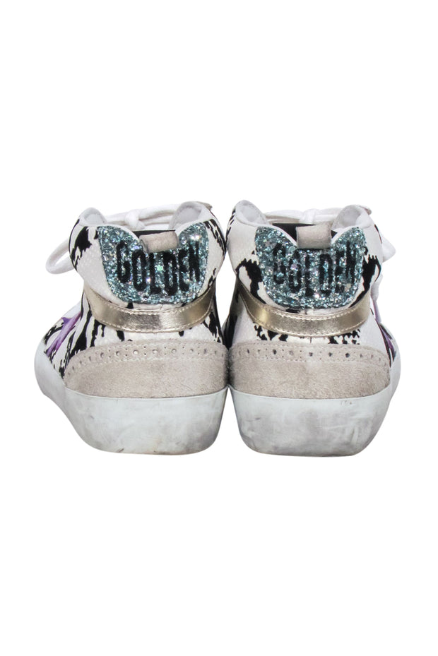 Current Boutique-Golden Goose - White & Black Python Print w/ Purple Star High TopSneakers Sz 8