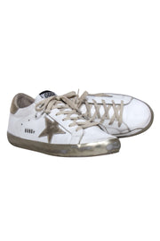 Current Boutique-Golden Goose - White "Superstar" Sneaker w/ Gold Metallic Detail Sz 11