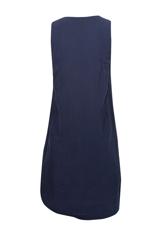 Current Boutique-Grana - Navy Silk Sleeveless Shift Dress Sz S