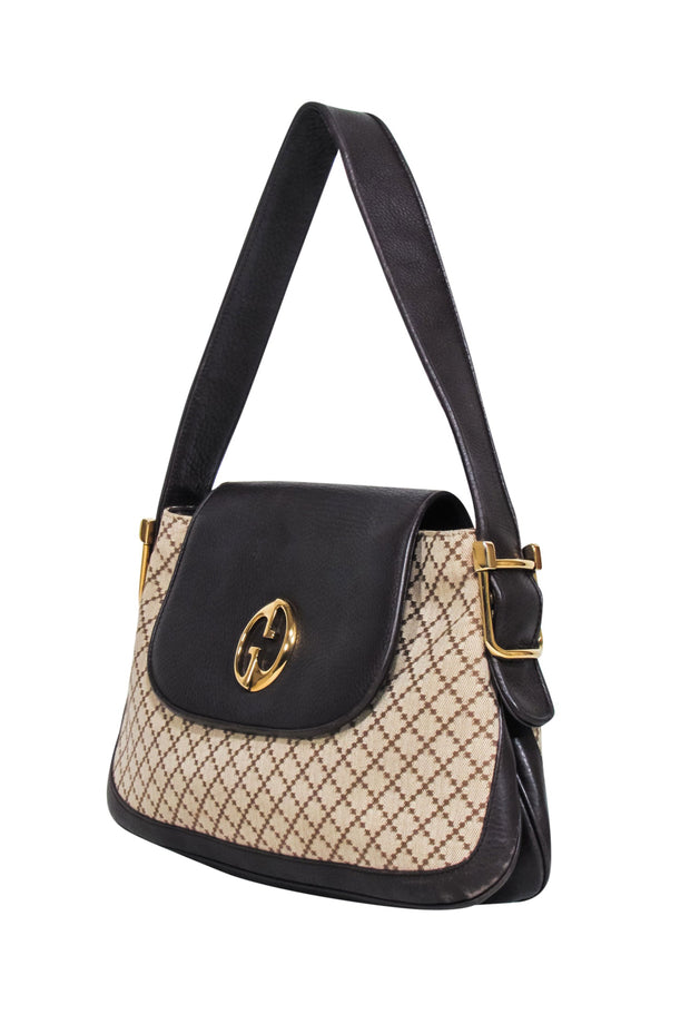 Current Boutique-Gucci - Beige & Brown 1973 Diamante Canvas and Leather Medium Bag