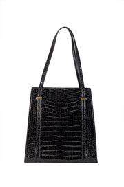 Current Boutique-Gucci - Black Glossy Crocodile Gucci by Tom Ford Large Shoulder Bag