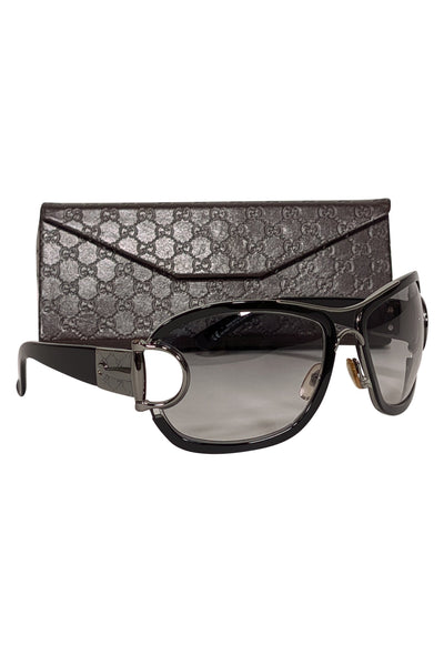 Current Boutique-Gucci - Black & Gunmetal Detail Sunglasses