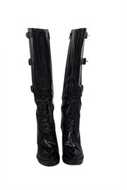 Current Boutique-Gucci - Black Leather Lace Up Front Heel Boots Sz 9