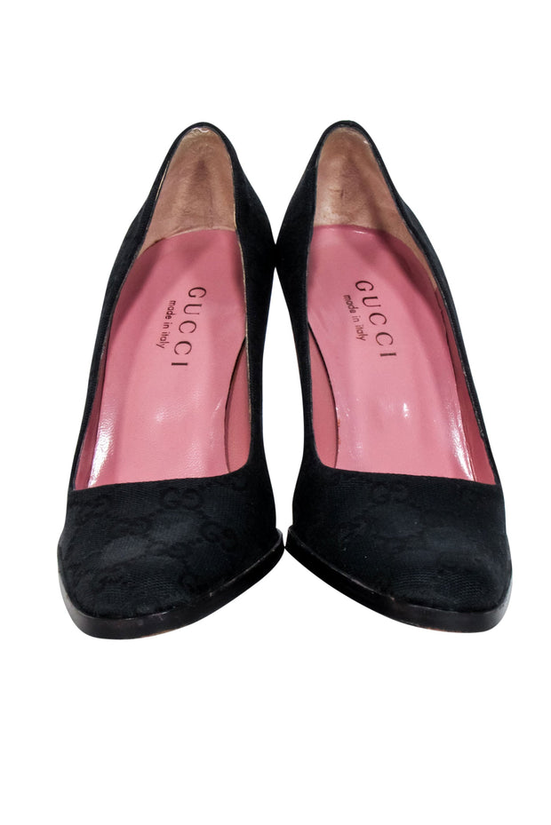 Current Boutique-Gucci - Black Monogram Logo Pumps Sz 5.5