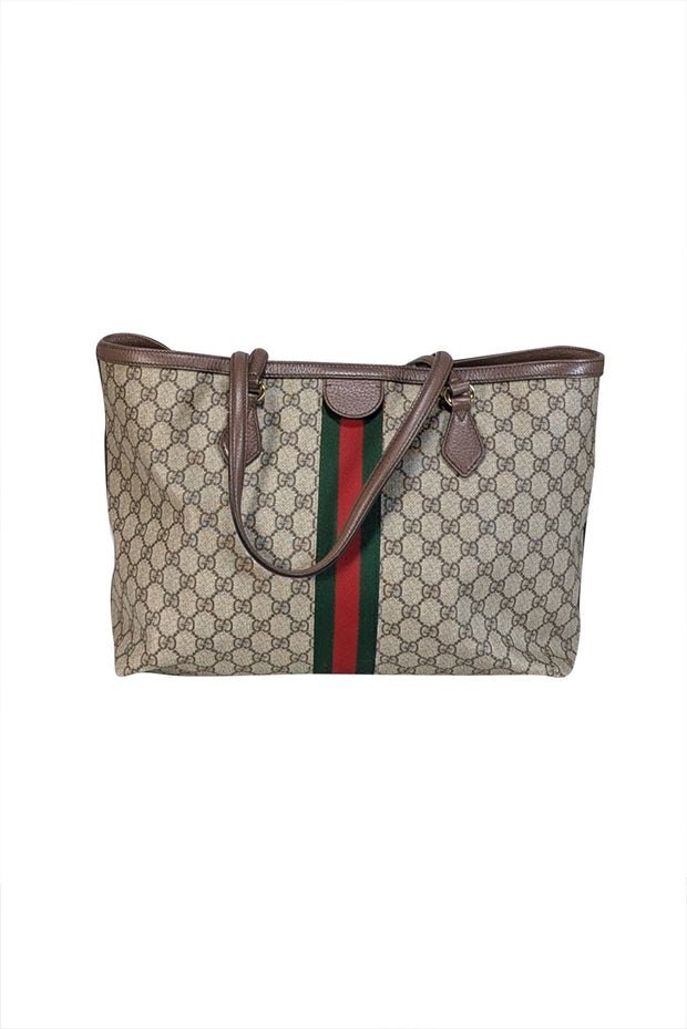 Current Boutique-Gucci - Brown Monogram Ophidia Medium Tote Bag