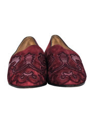 Current Boutique-Gucci - Burgundy Suede Flats w/ Snakeskin Textured Print Sz 8