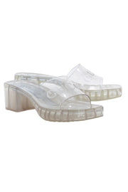 Current Boutique-Gucci - Clear Rubber Logo Platform Slide Sandals Sz 10