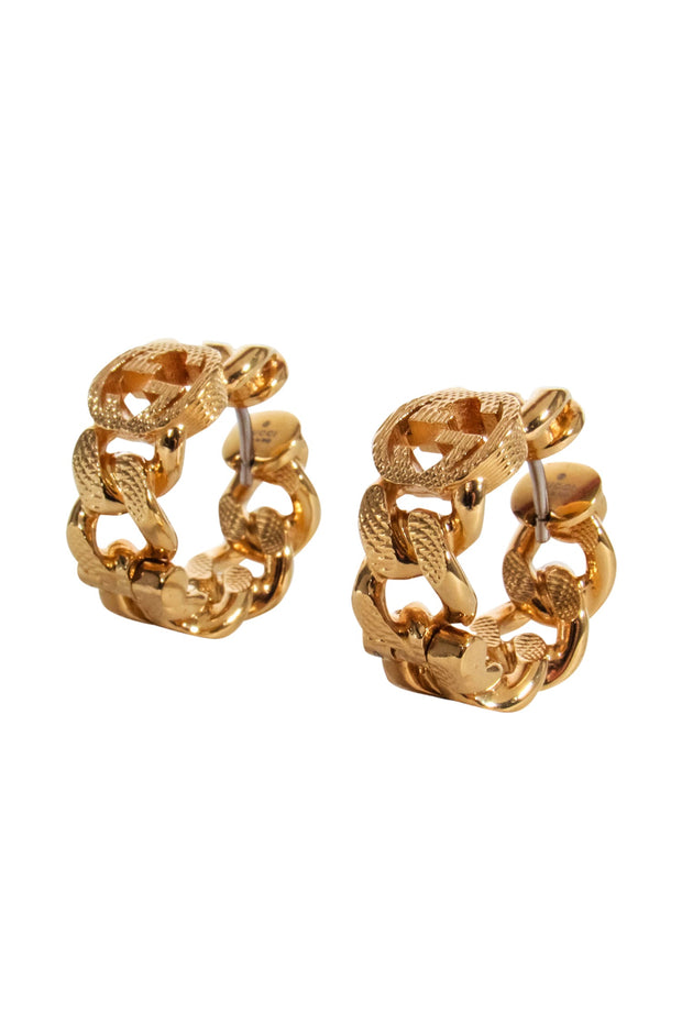 Current Boutique-Gucci - Gold Colored Braided Mini Hoops