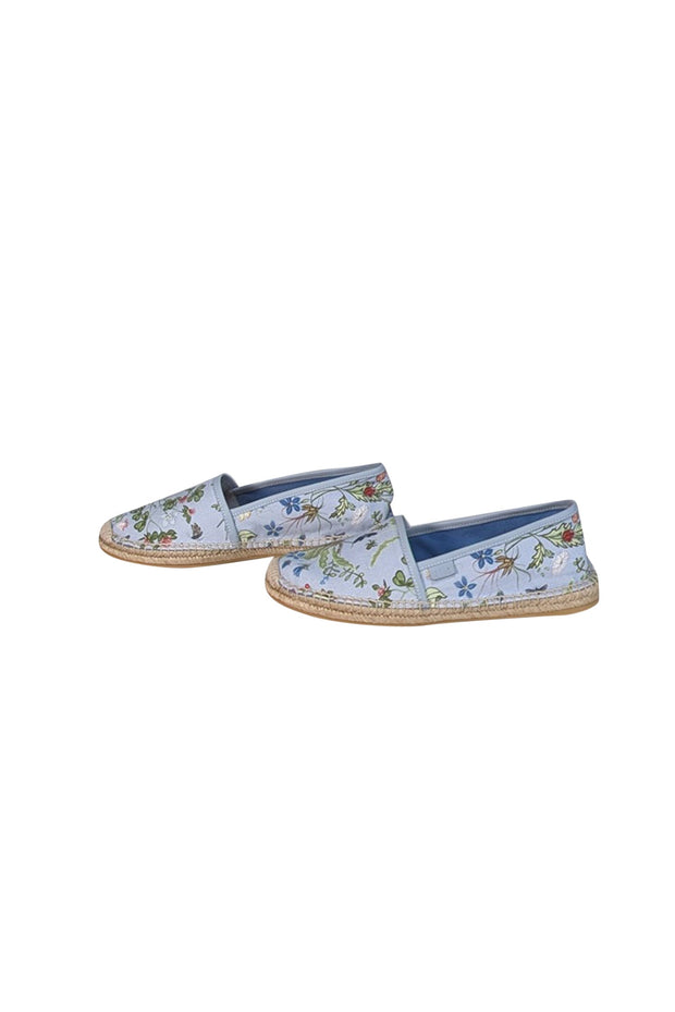 Current Boutique-Gucci - Pale Blue & Multi Color Floral Espadrille Flats Sz 11.5