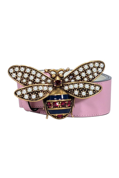 Current Boutique-Gucci - Pink Leather Bee Buckle Belt