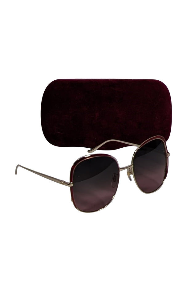 Current Boutique-Gucci - Red & Gold Large Sunglasses