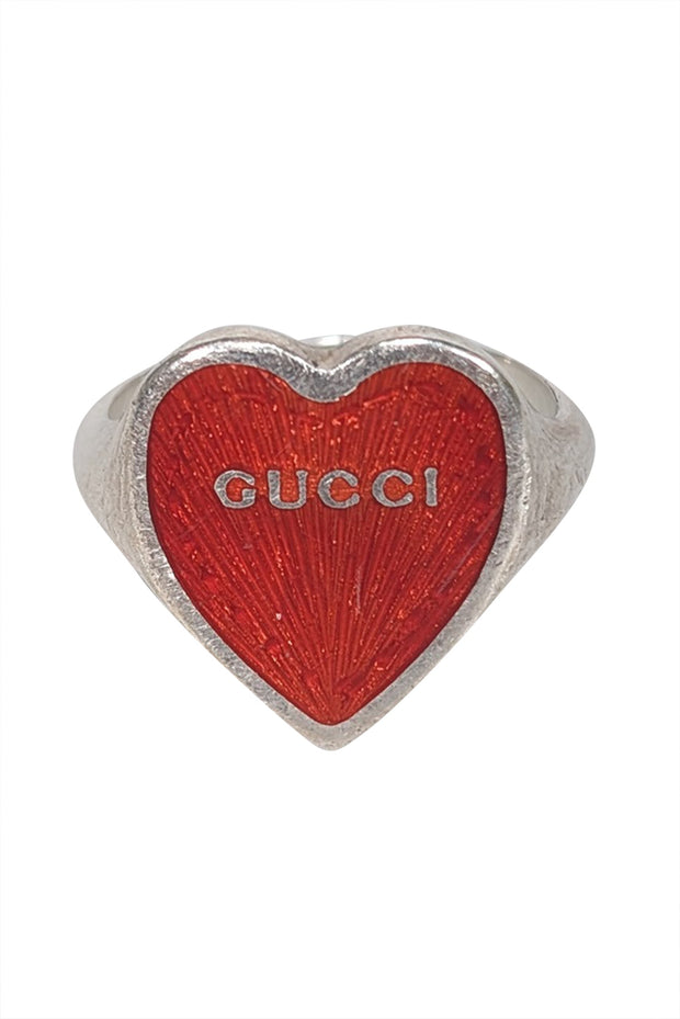 Current Boutique-Gucci - Red Heart Sterling Silver Ring Sz 8