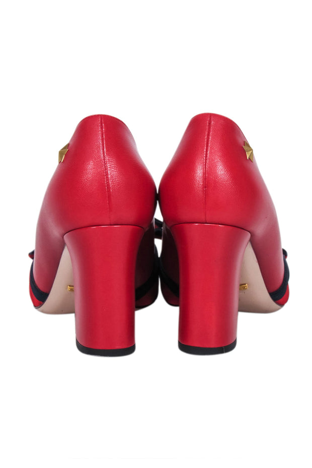 Current Boutique-Gucci - Red Leather Bow Front Basic Pumps Sz 10