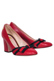 Current Boutique-Gucci - Red Leather Bow Front Basic Pumps Sz 10