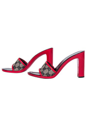 Current Boutique-Gucci - Red Mule Heel w/ Monogram Canvas Front Sz 8